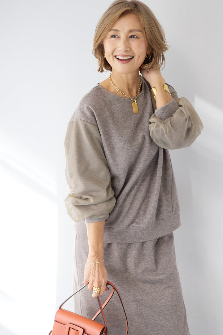 ニットコーデュロイプルオーバー