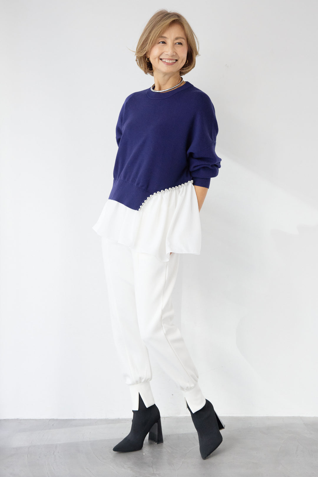 アシメデザインドッキングニット