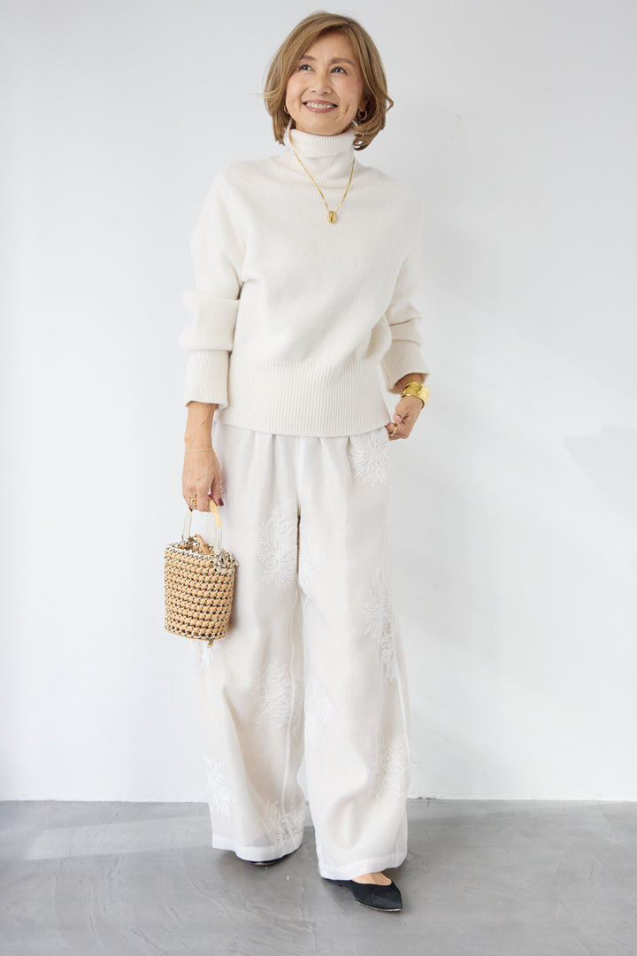 オーガンジー刺繍パンツ