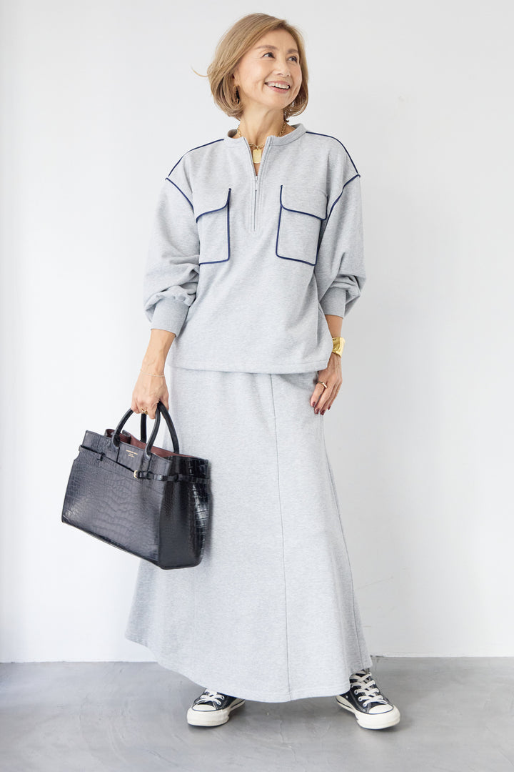 配色スウェットスカート