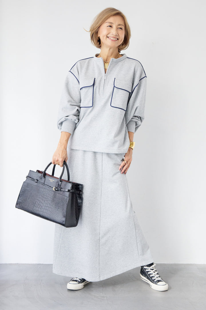 配色スウェットスカート