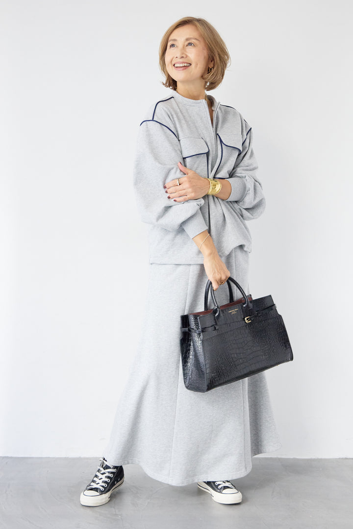 配色スウェットスカート