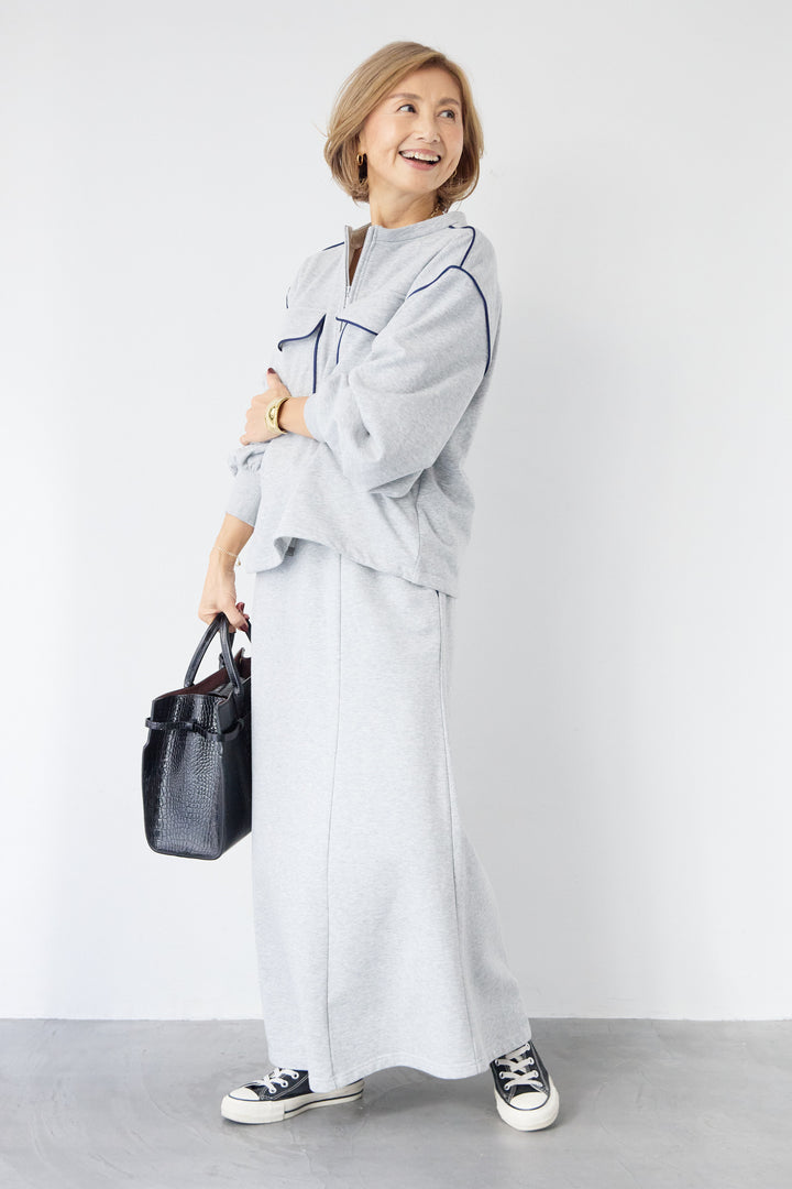 配色スウェットスカート