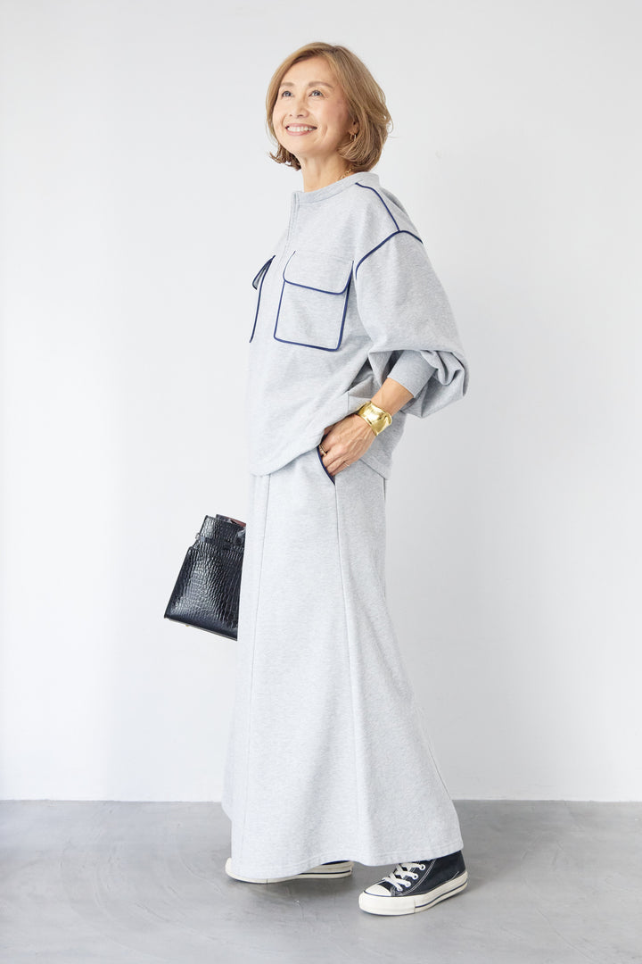 配色スウェットスカート