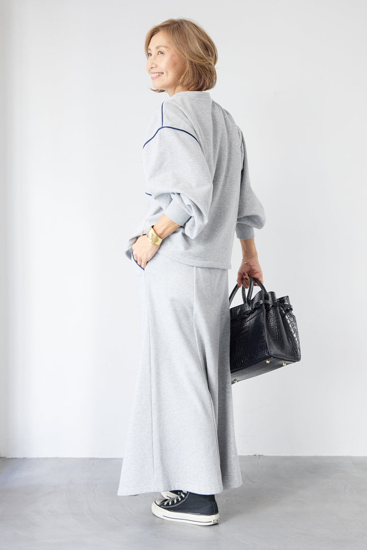 配色スウェットスカート