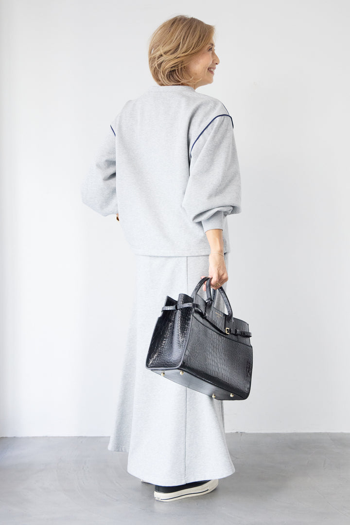 配色スウェットスカート