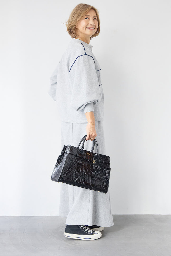 配色スウェットスカート