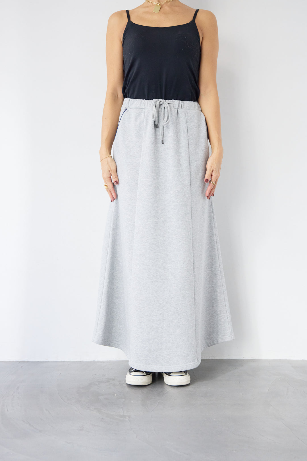 配色スウェットスカート