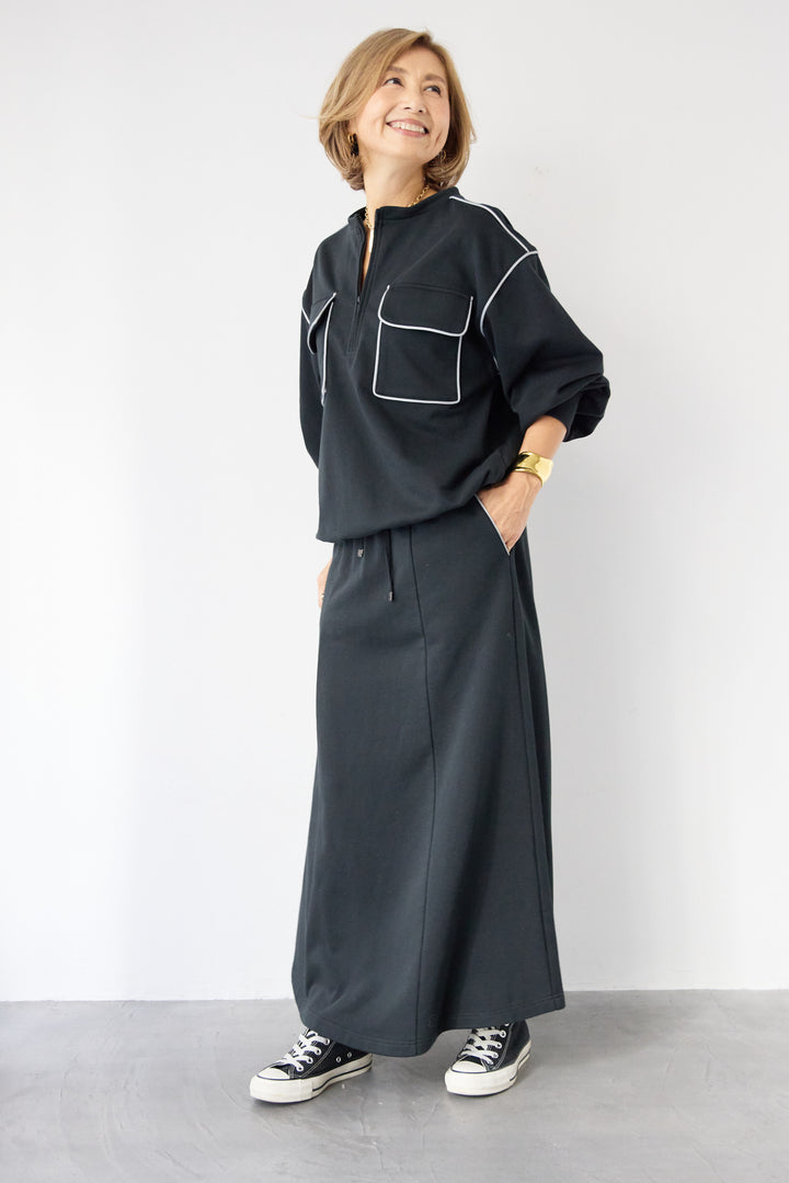 配色スウェットスカート