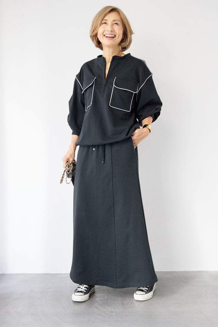 配色スウェットスカート