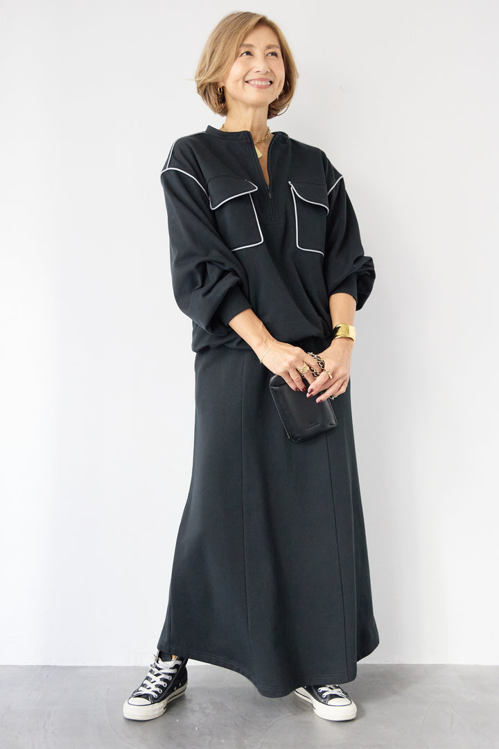 配色スウェットスカート