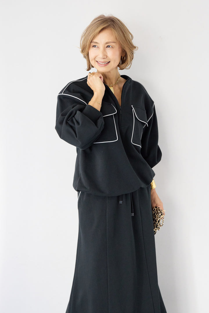 配色スウェットスカート