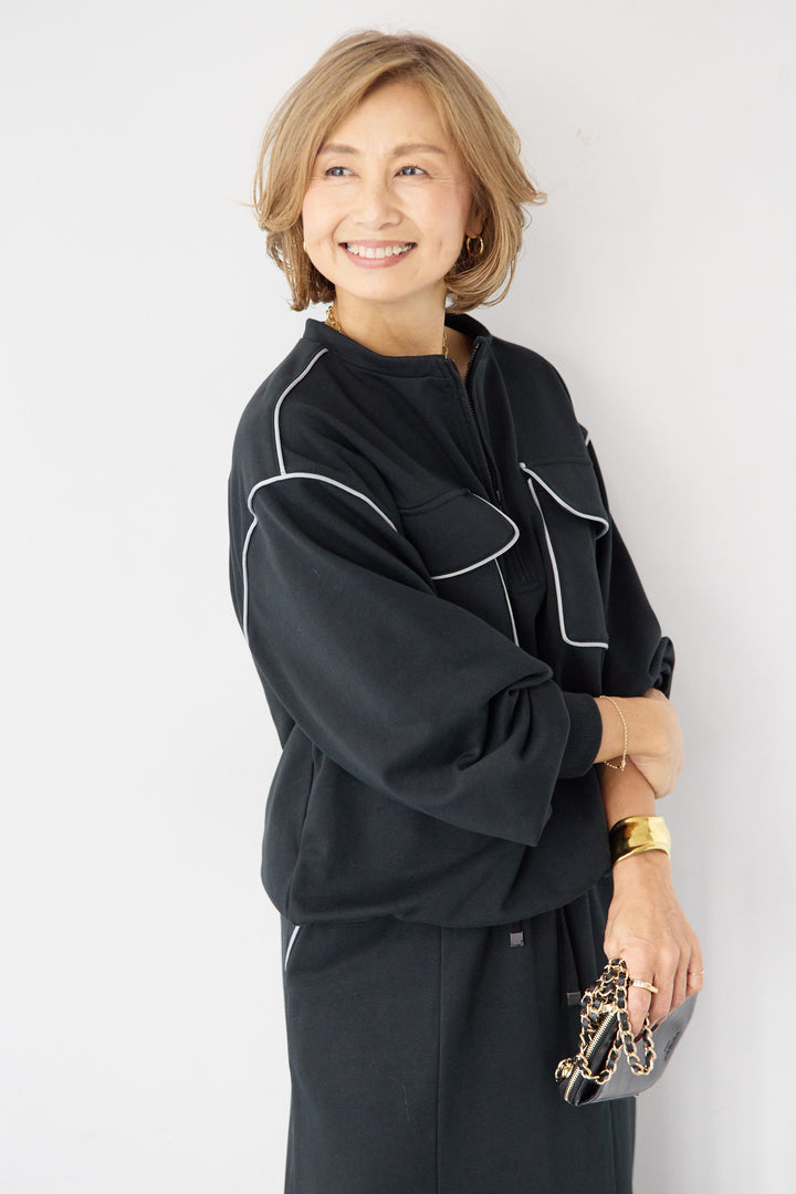 配色スウェットスカート