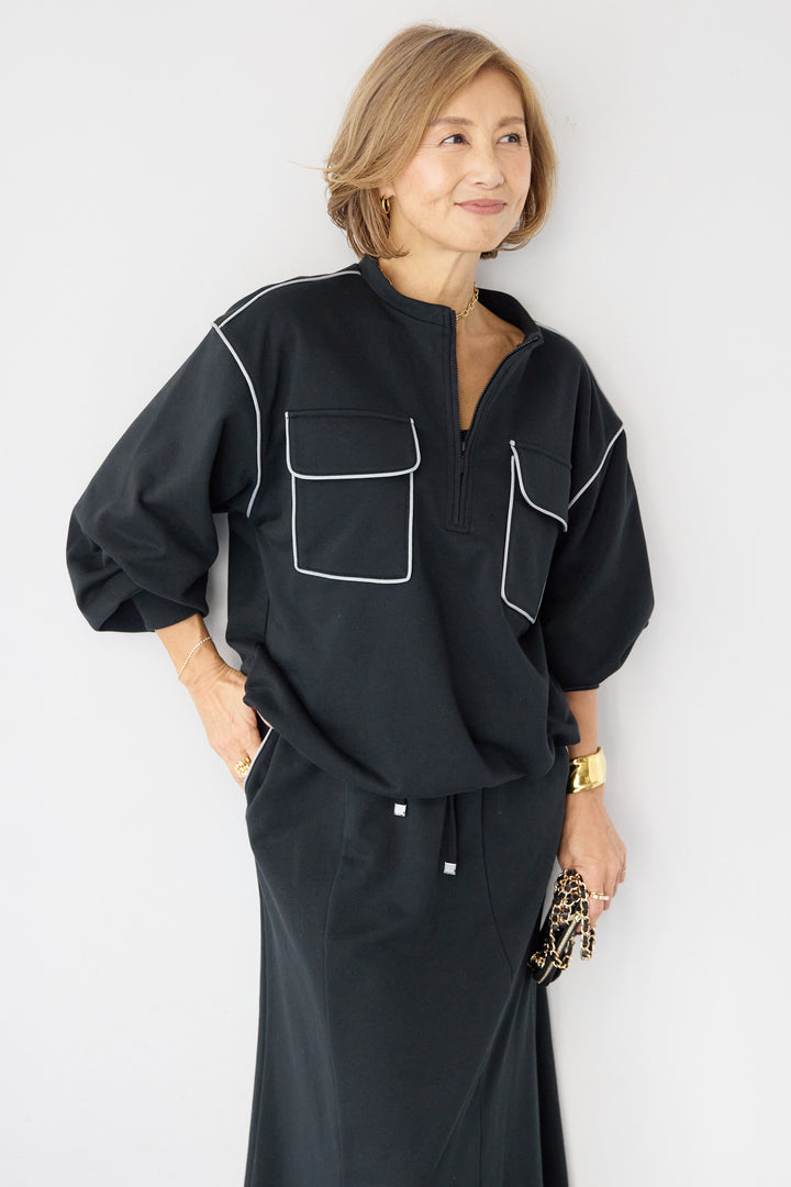 配色スウェットスカート