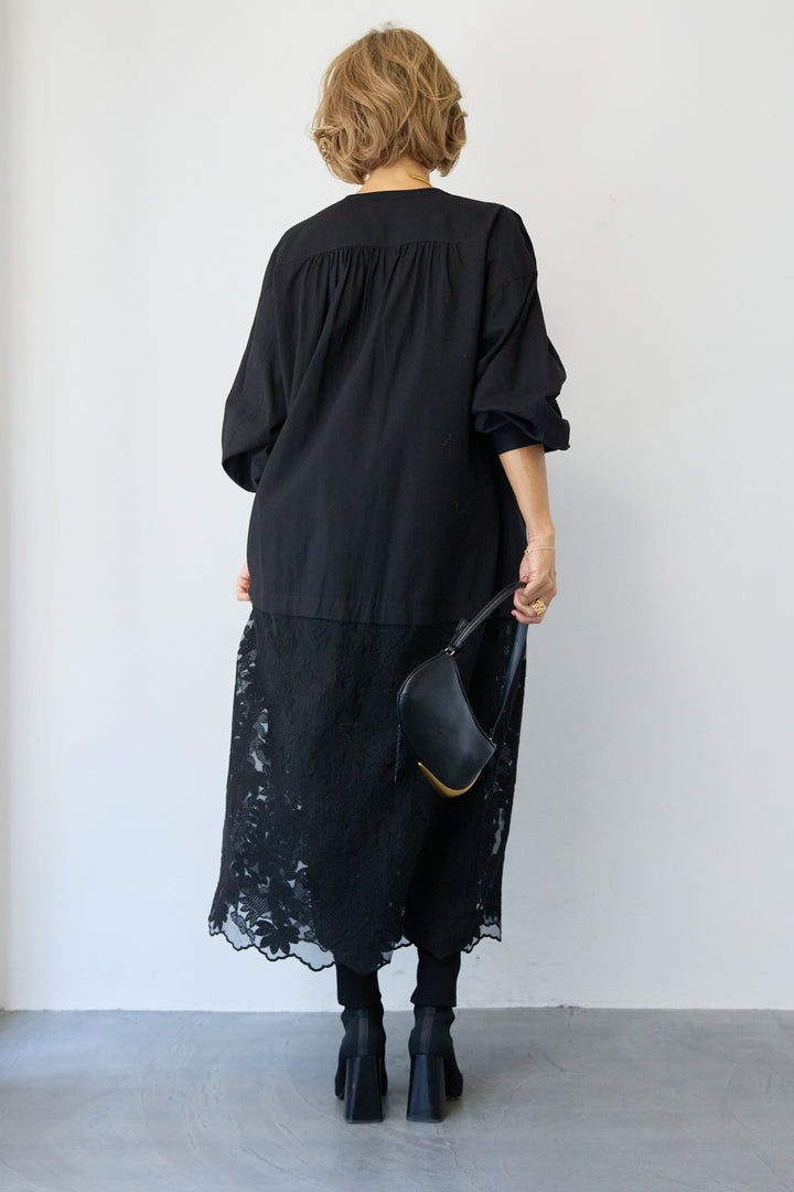 裾レースロング丈チュニック