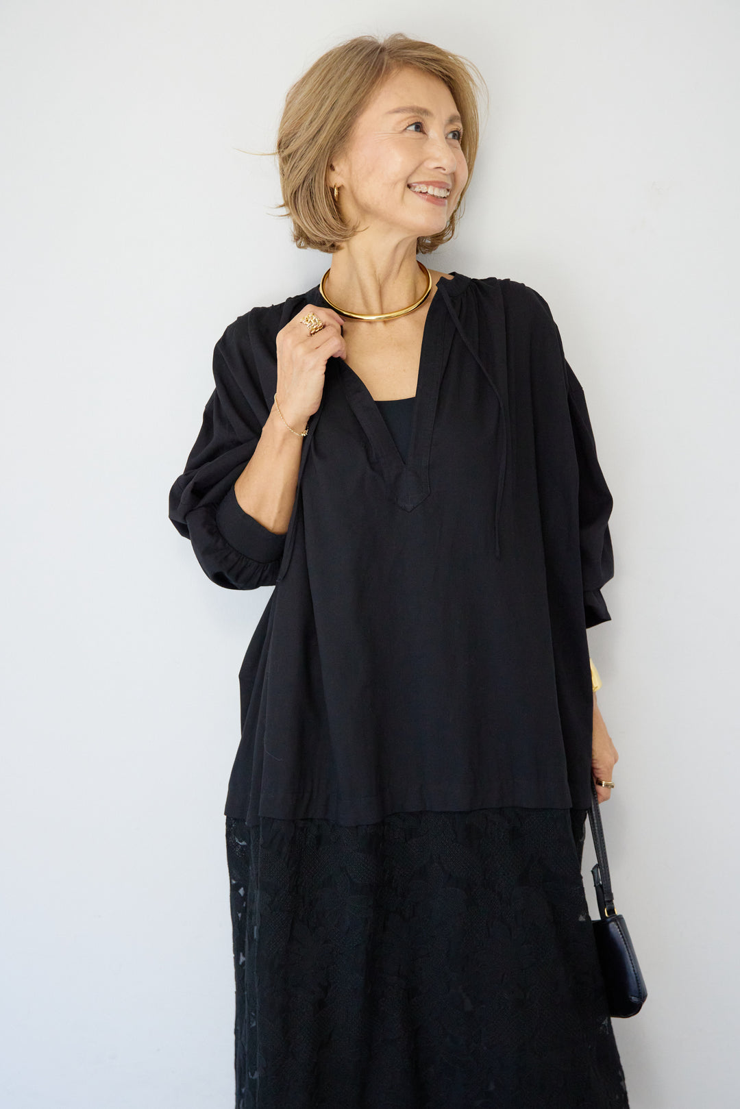 裾レースロング丈チュニック