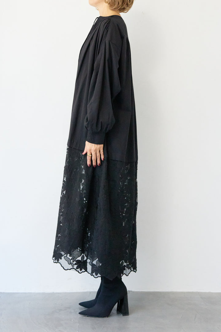 裾レースロング丈チュニック