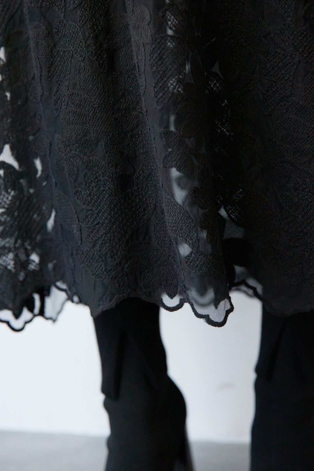 裾レースロング丈チュニック