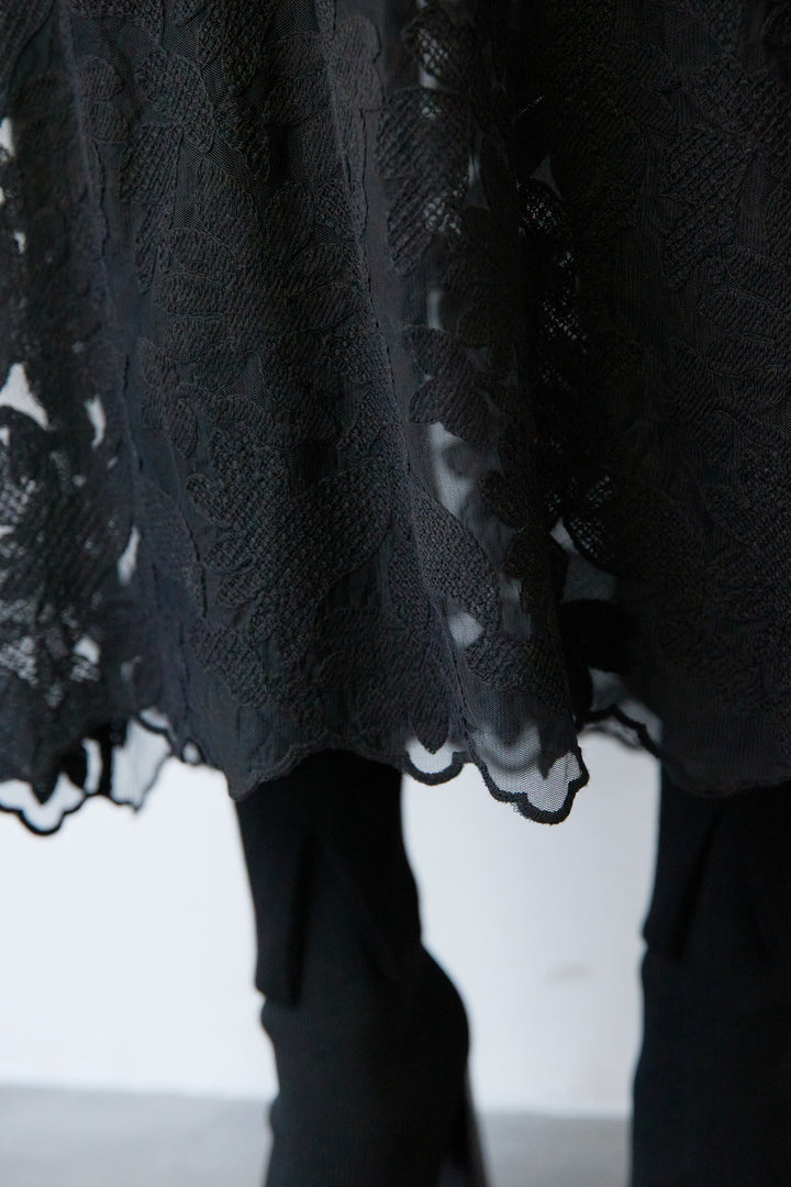 裾レースロング丈チュニック