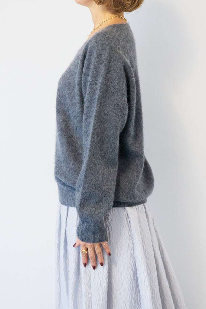 [SET]カシミヤウールVネックニット+ジャガードタックフレアスカート(2set)