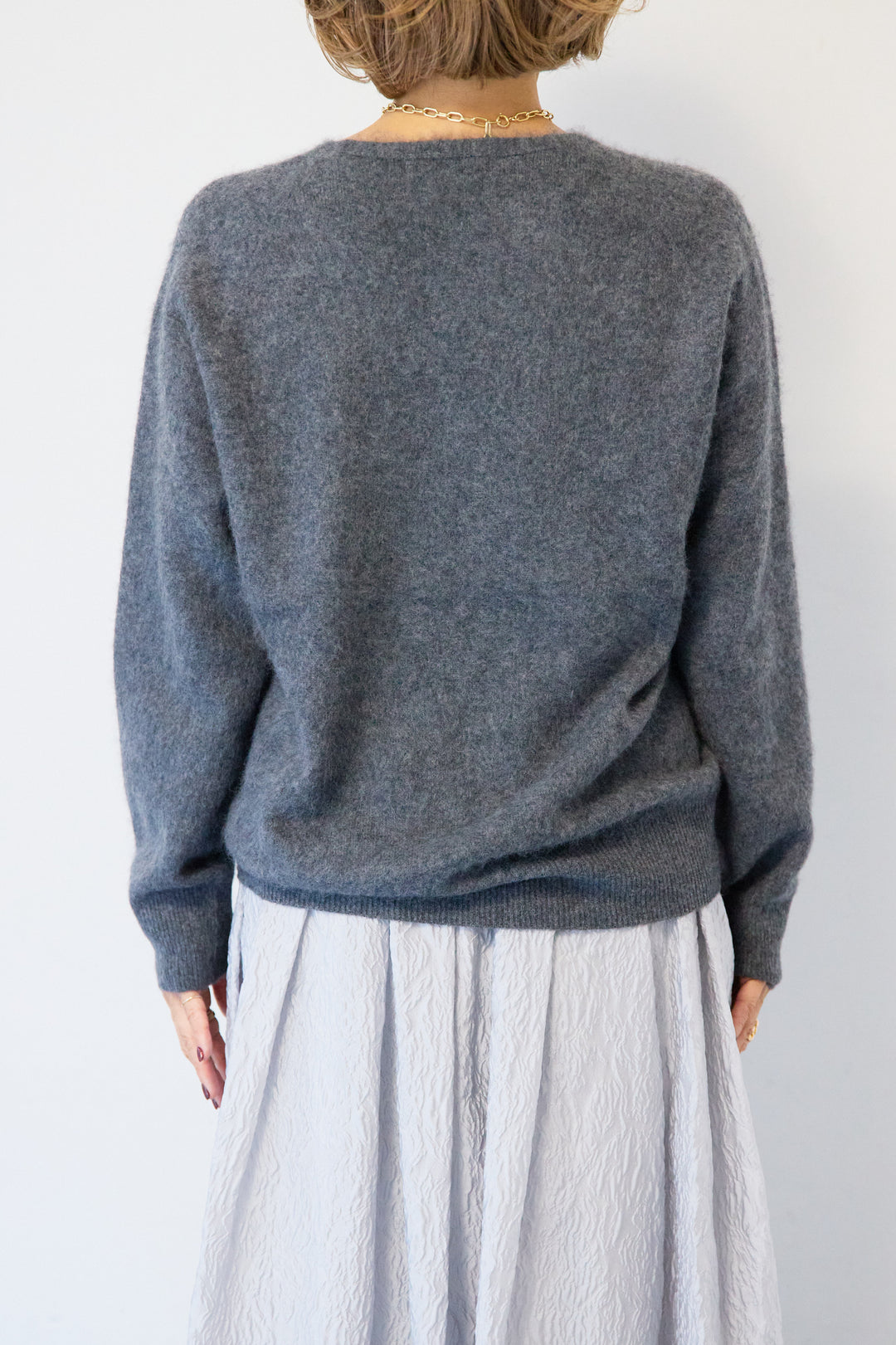 [SET]カシミヤウールVネックニット+ジャガードタックフレアスカート(2set)