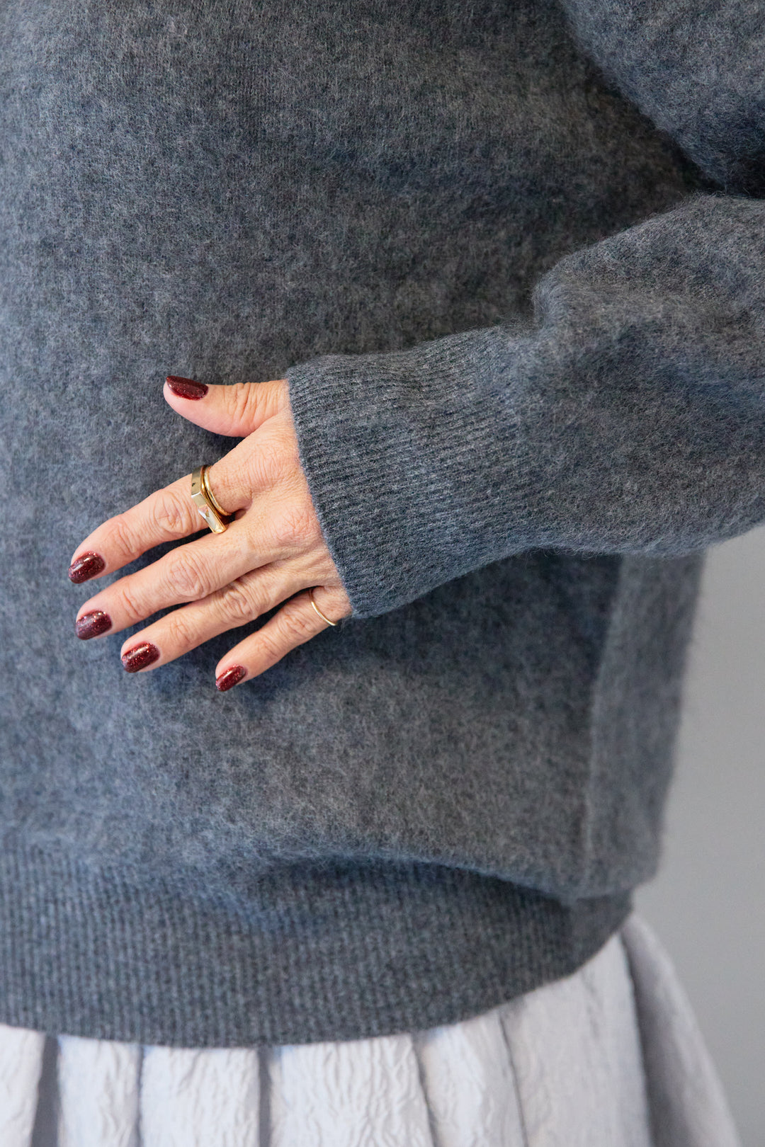 [SET]カシミヤウールVネックニット+ジャガードタックフレアスカート(2set)