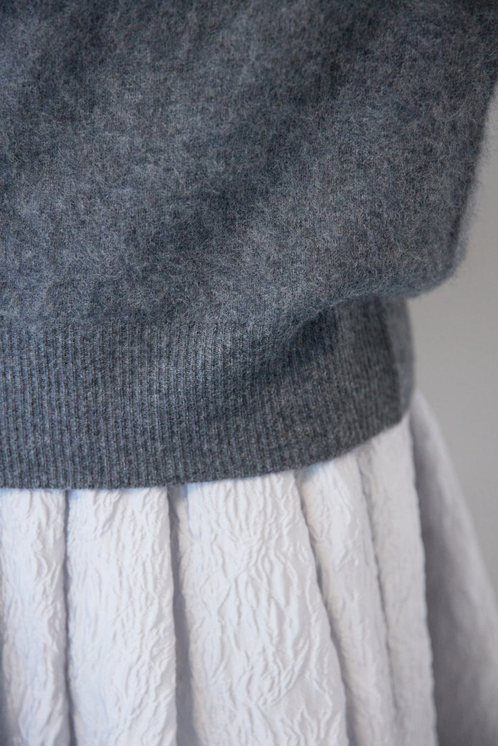 [SET]カシミヤウールVネックニット+ジャガードタックフレアスカート(2set)