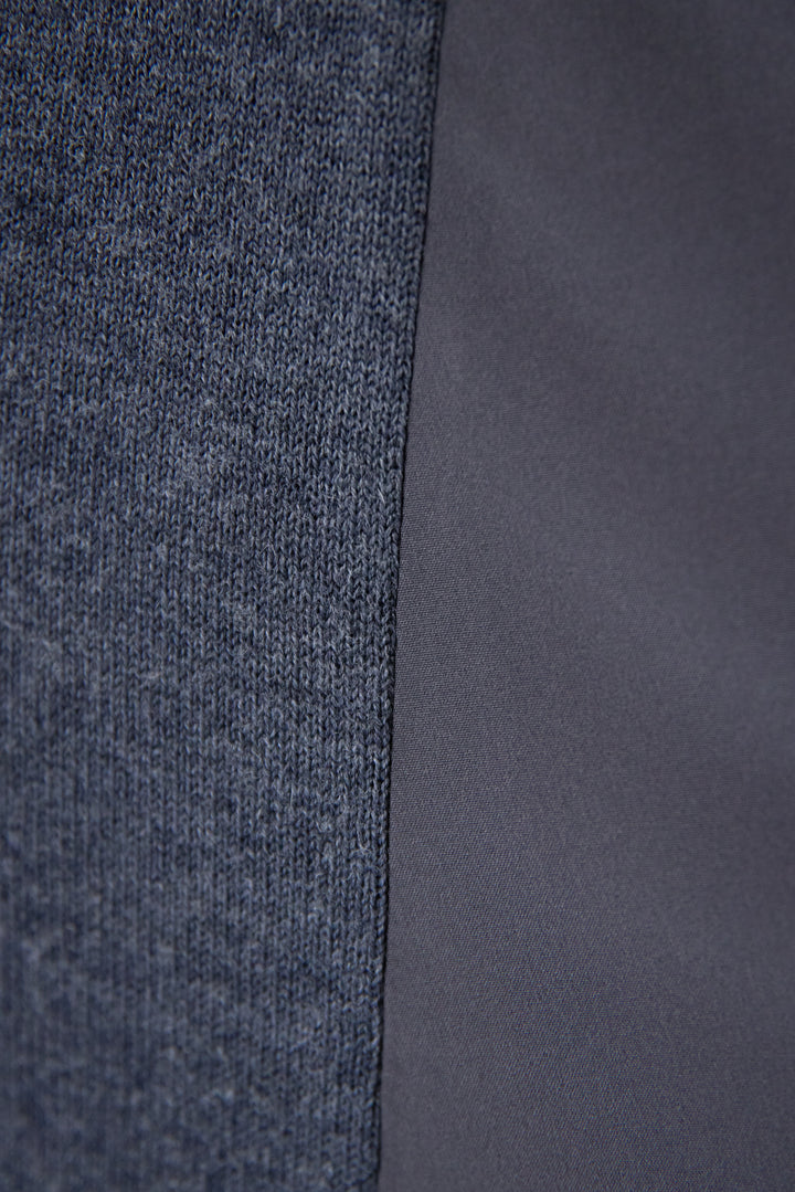 バイカラーリブスリーブ 異素材ドッキングワンピース