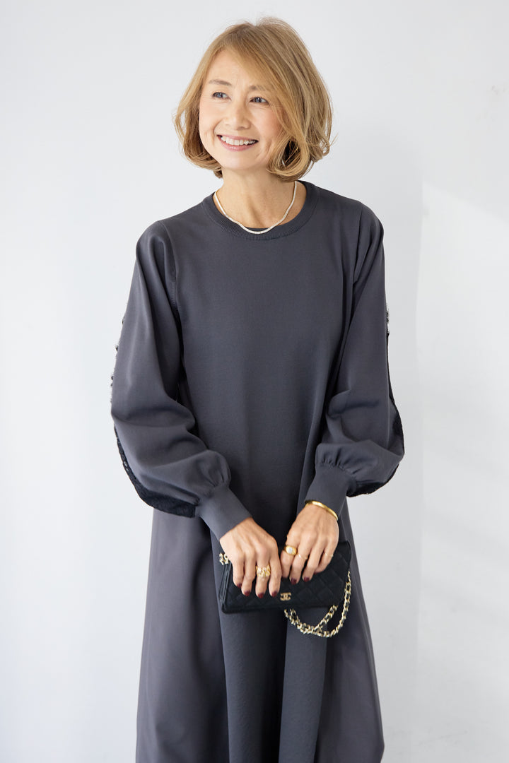 バックレース・ロングワンピース