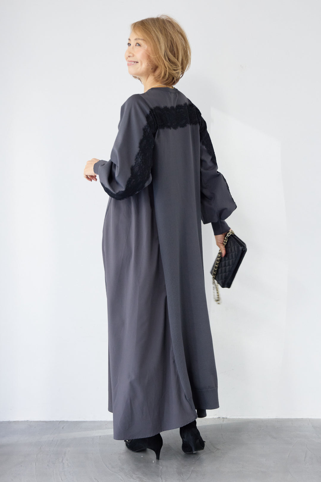 バックレース・ロングワンピース