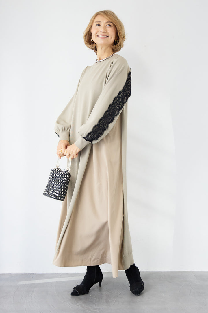 バックレース・ロングワンピース