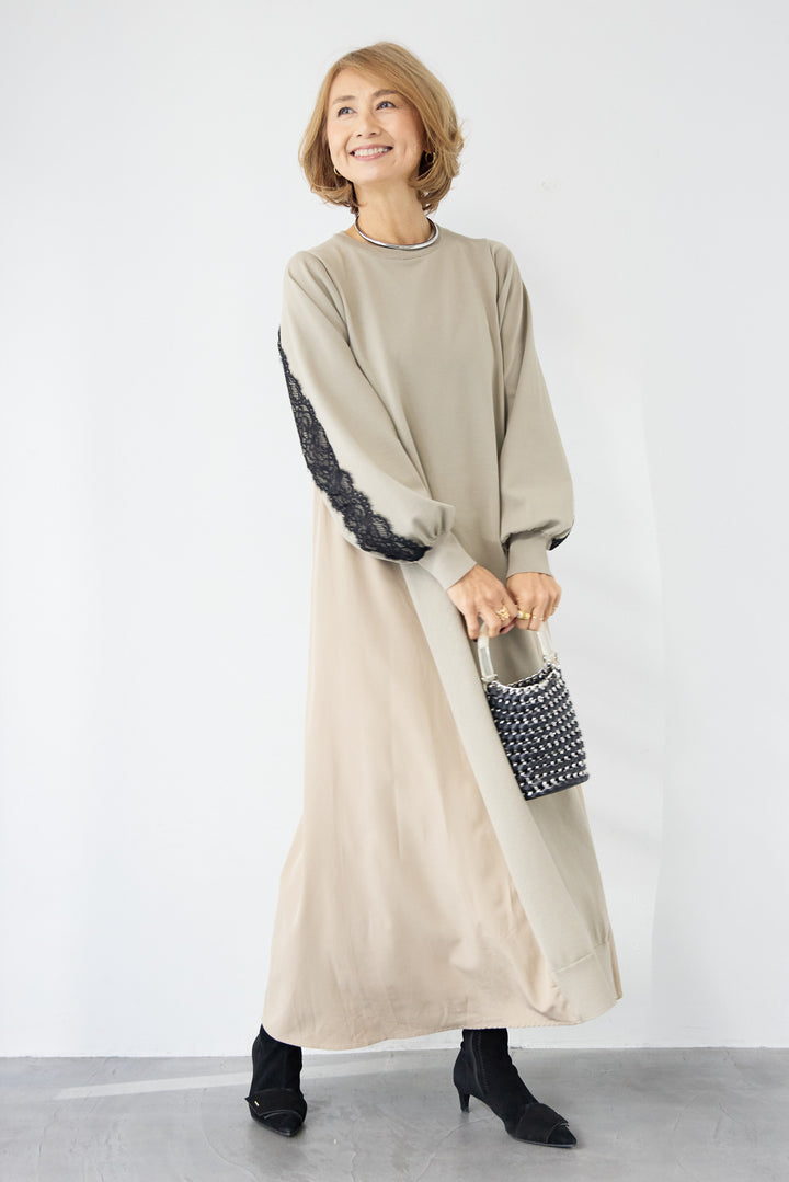 バックレース・ロングワンピース