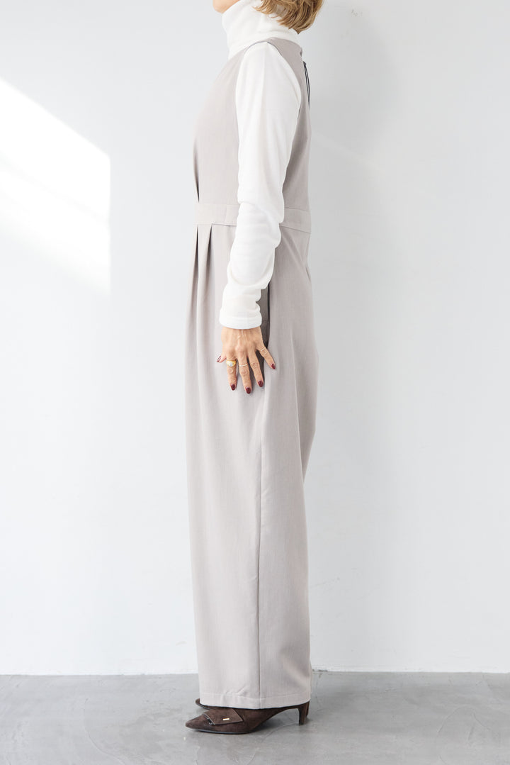 [SET]ウエストタブ・フロントタックサロペット+ふんわり裏起毛タートルネック(2set)