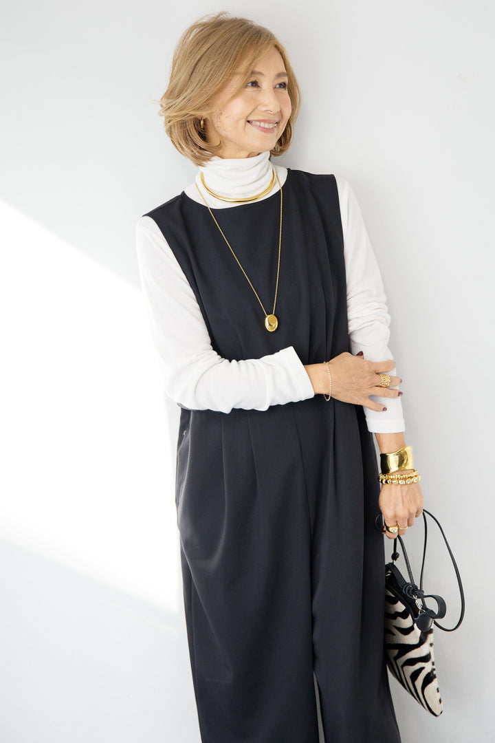 ウエストタブ・フロントタックサロペット