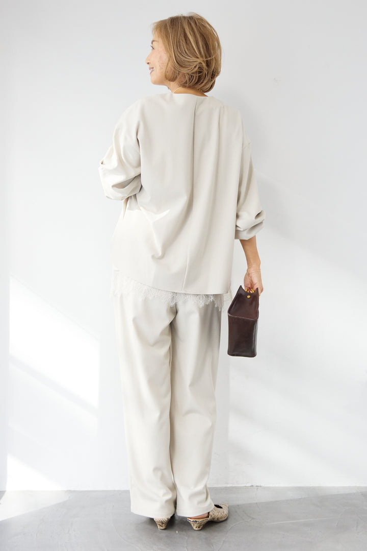 深Vネック・ボリュームスリーブプルオーバー