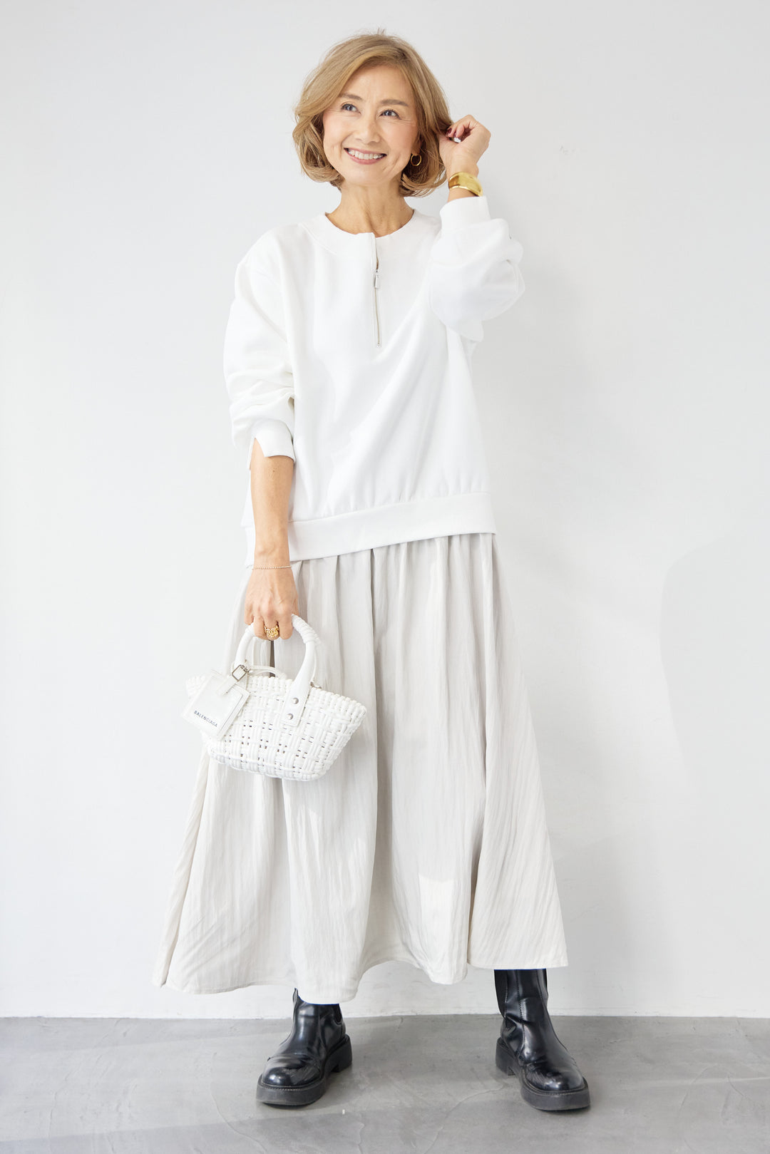 ハーフジップドッキングワンピース