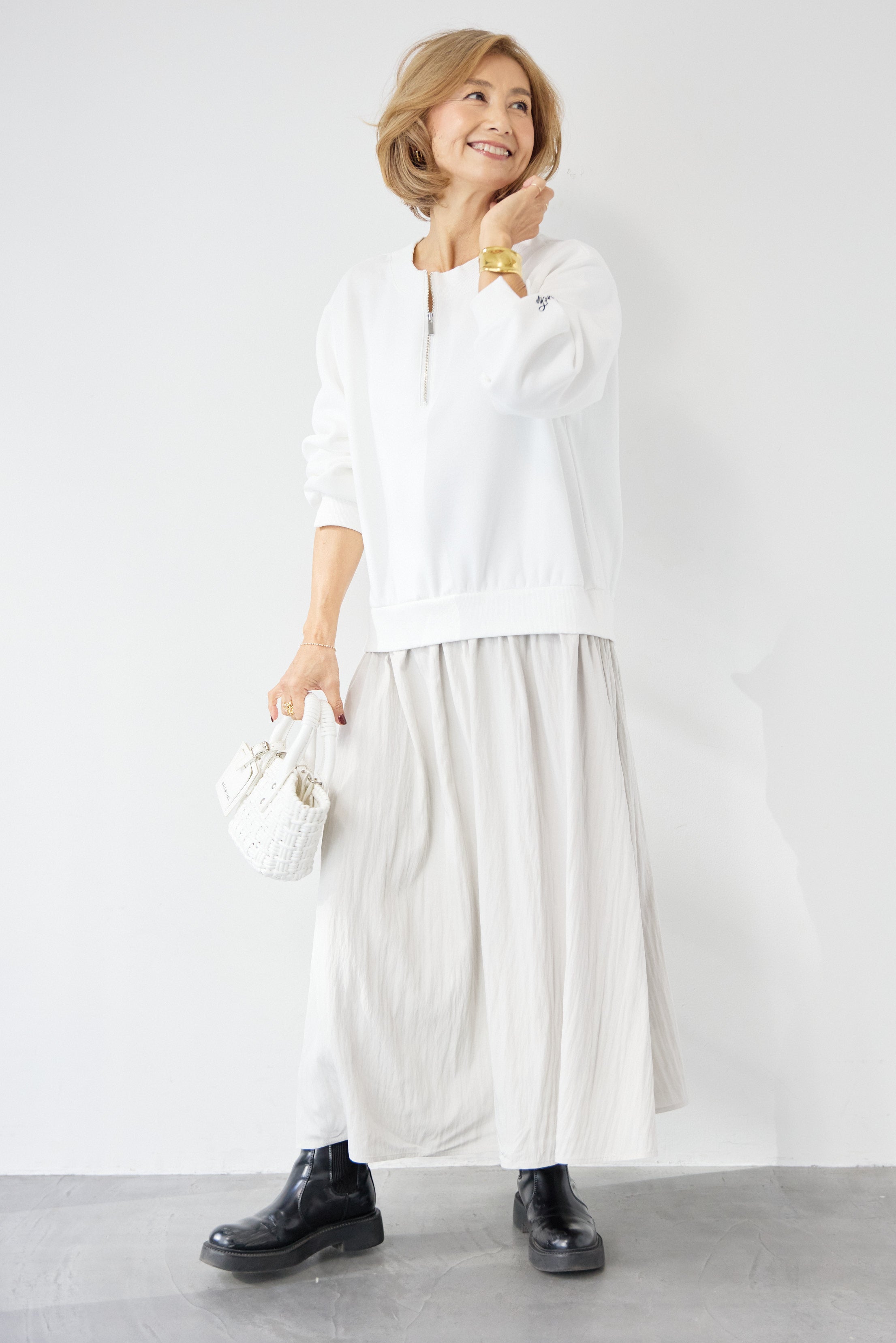 美品✨​プラス オトハ PLUS OTO.HA ニットドッキングワンピース 白 PLUS OTO.HA（プラスオトハ） | 公式/オフィシャルファッション通販