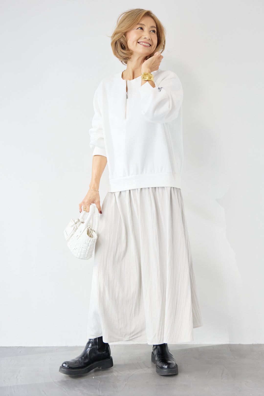 ハーフジップドッキングワンピース