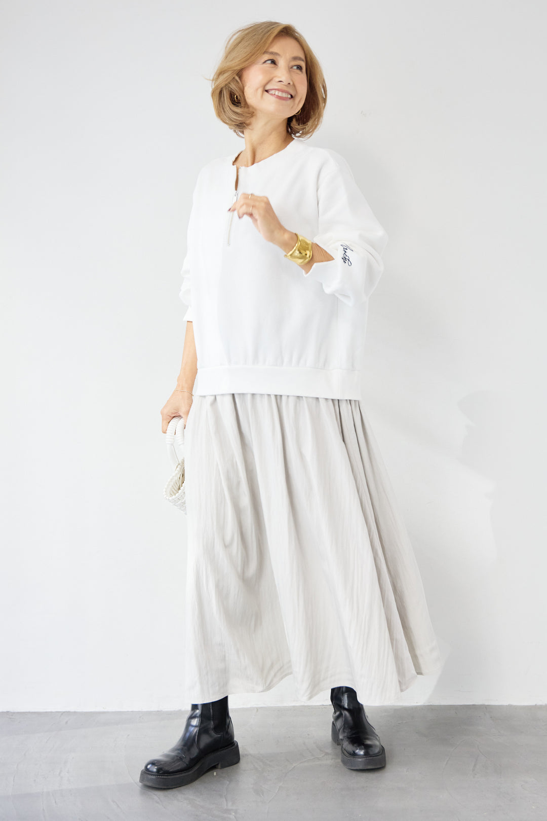 ハーフジップドッキングワンピース