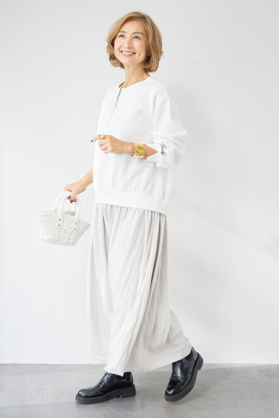 ハーフジップドッキングワンピース