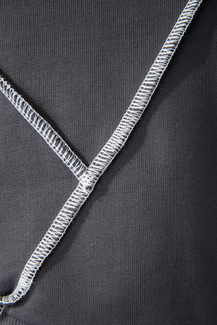 [SET]アウトシーム・配色ステッチプルオーバー+ウォッシャブルコクーンデニムパンツ(2set)