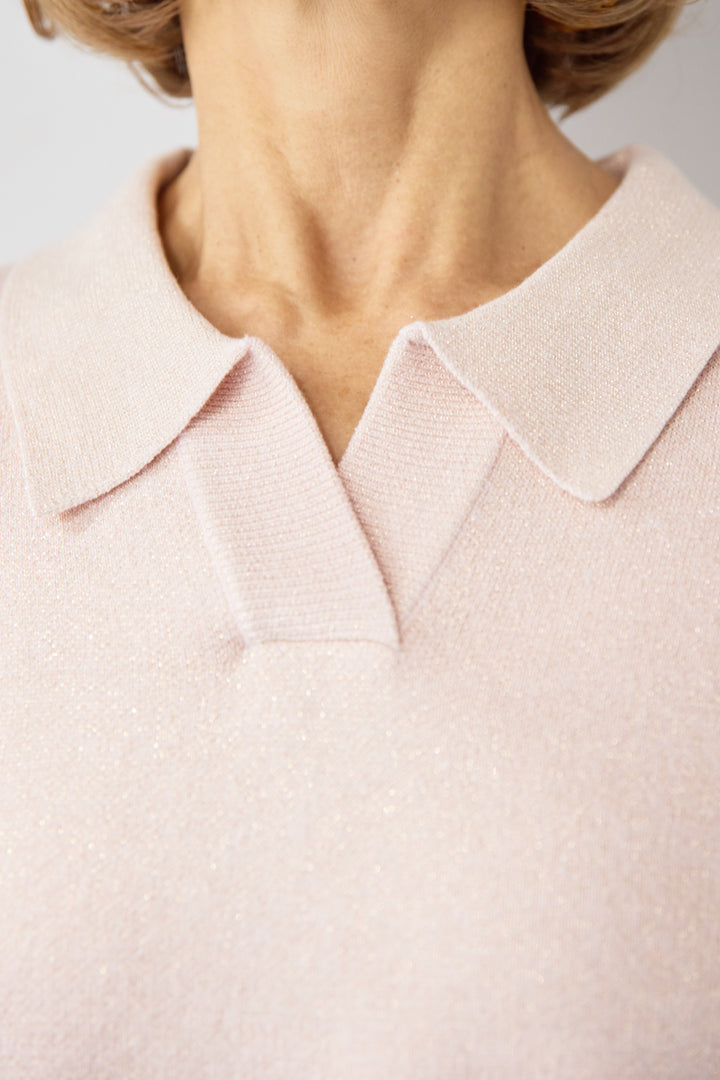 シャイニーラメ・スキッパーポロニット