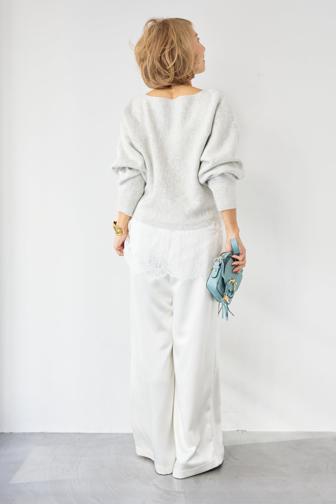 ふんわりシャギー ボートネックニットプルオーバー