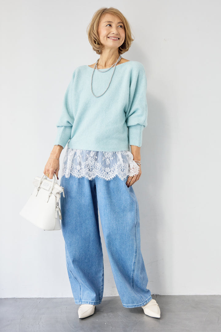 ふんわりシャギー ボートネックニットプルオーバー