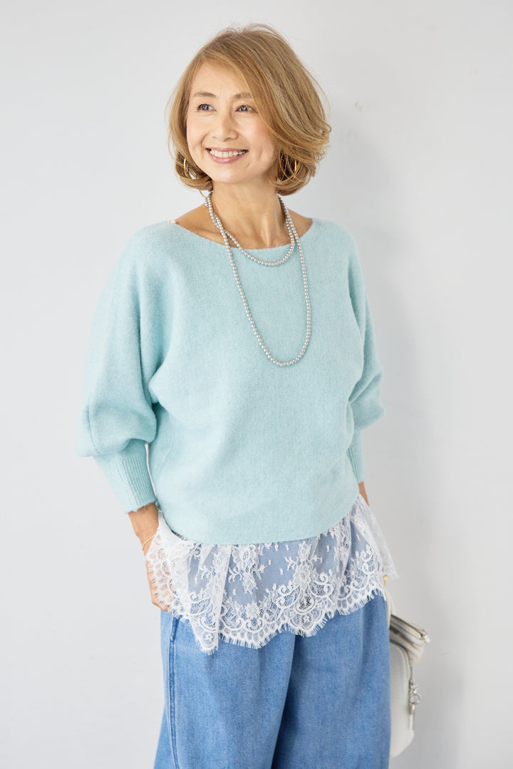 ふんわりシャギー ボートネックニットプルオーバー