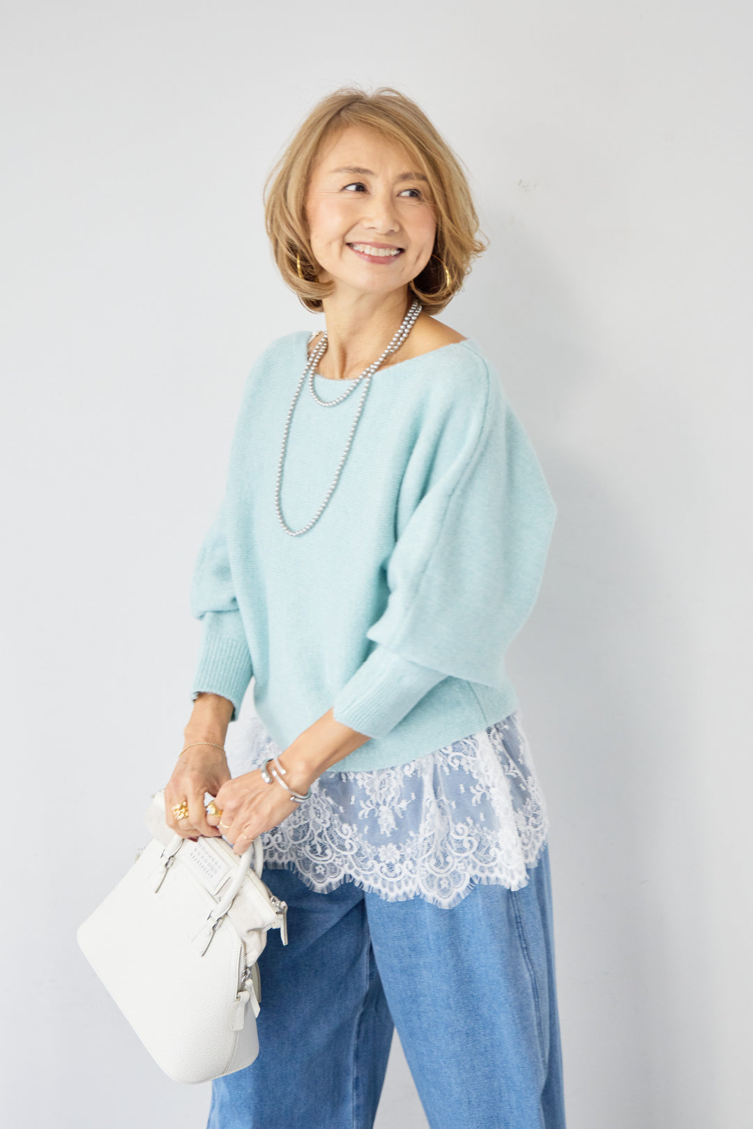 ふんわりシャギー ボートネックニットプルオーバー