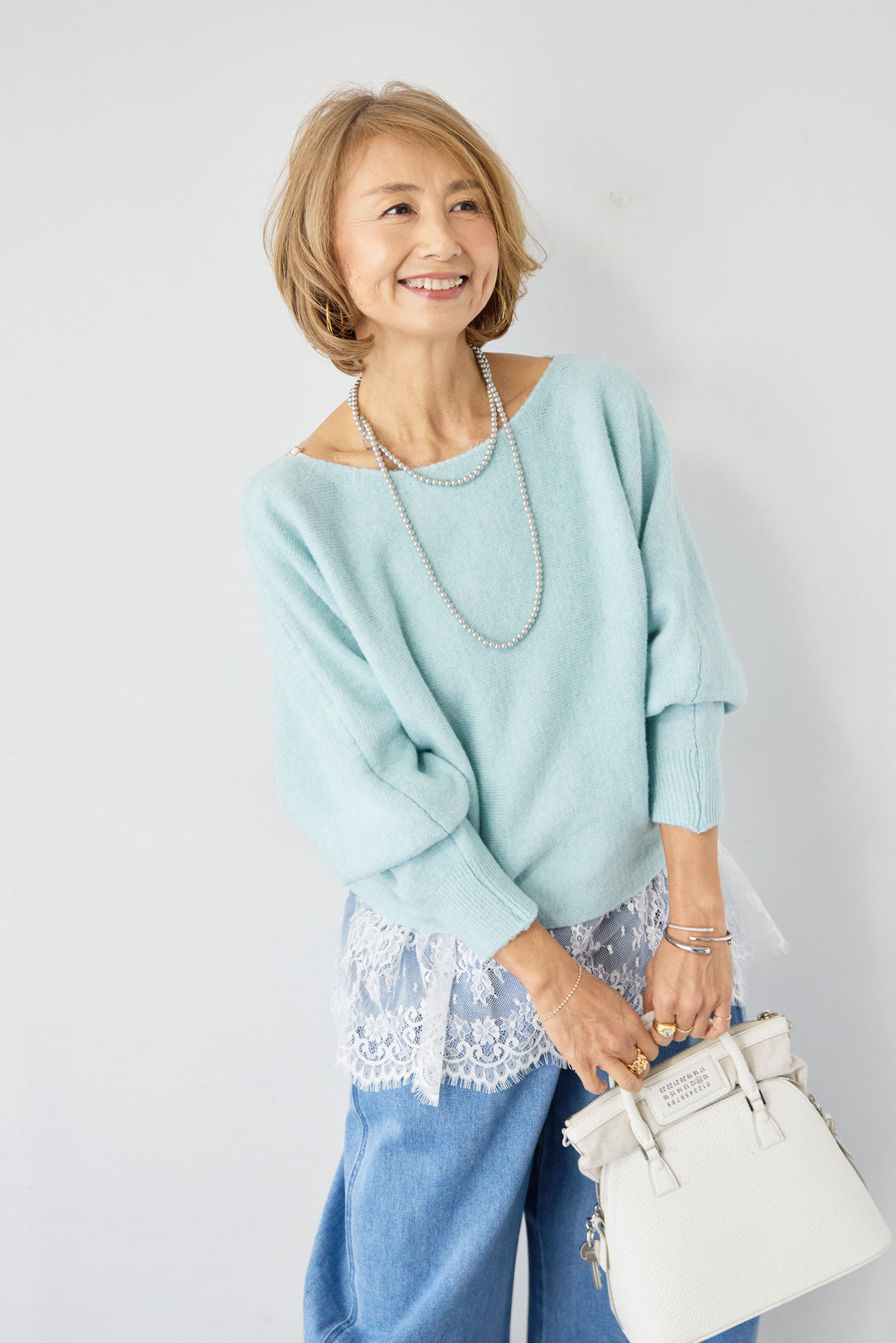 ふんわりシャギー ボートネックニットプルオーバー