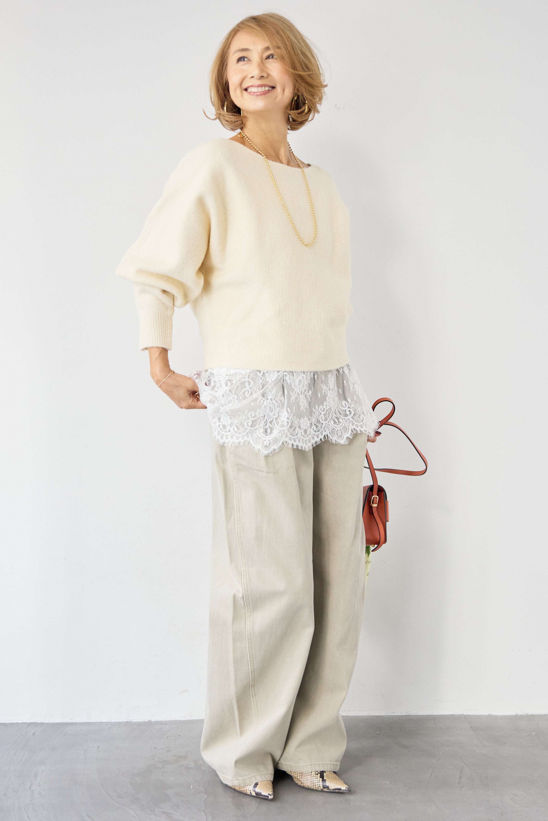 ふんわりシャギー ボートネックニットプルオーバー – plusotoha