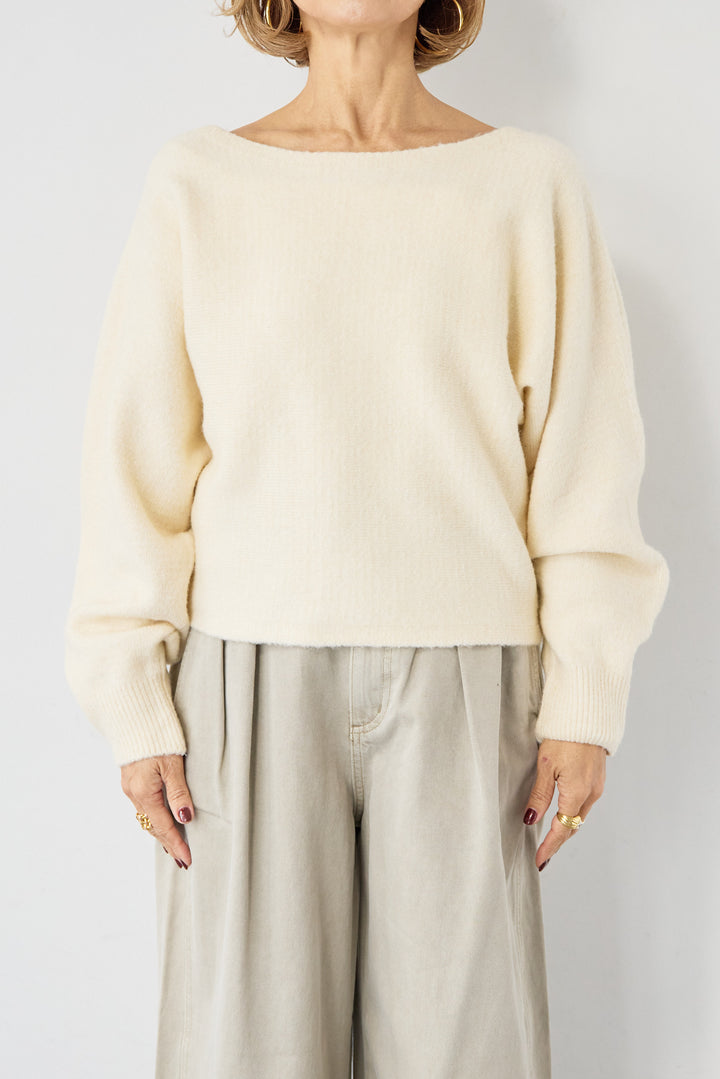 ふんわりシャギー ボートネックニットプルオーバー