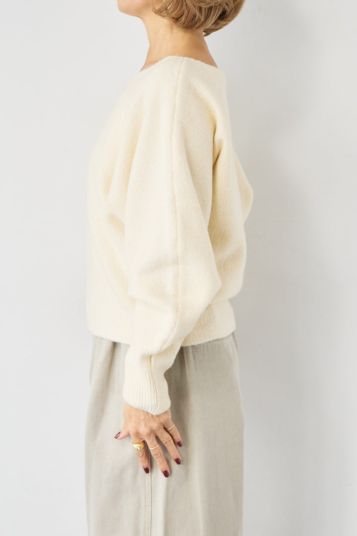 [SET]ふんわりシャギー ボートネックニットプルオーバー+裾レースキャミソール(2set)